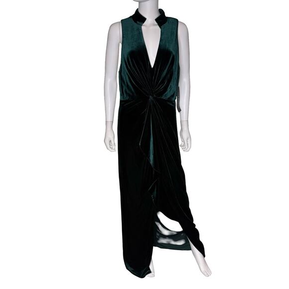 Aidan Mattox Women’s Stretch Velvet V-Neck Gown Hunter Green Sz 16 - Picture 3 of 10